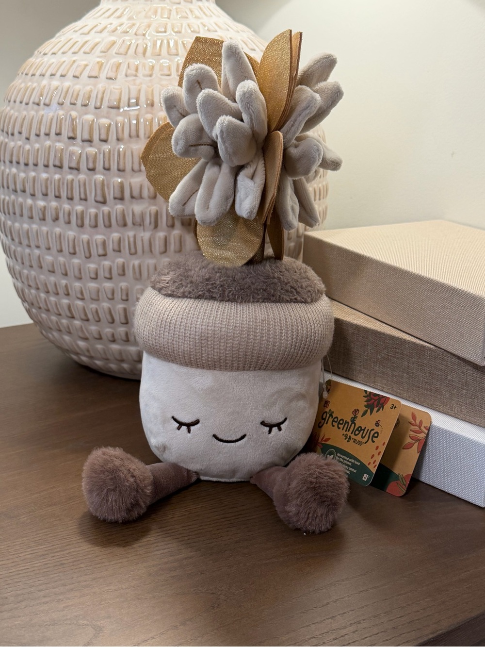 Greenhouse Russ Plush Acorn Decor - Beige Brown